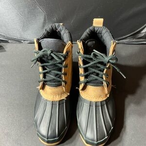 Black and Tan Lace-Up Boots